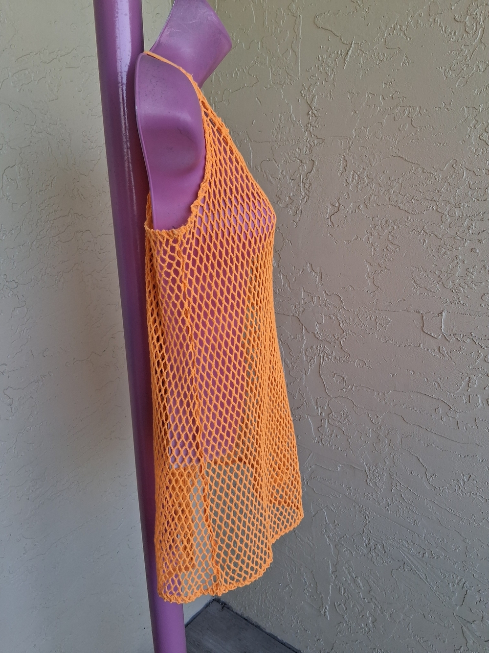 Wild Fable Neon Orange Fishnet Tank Top - Picture 3 of 11